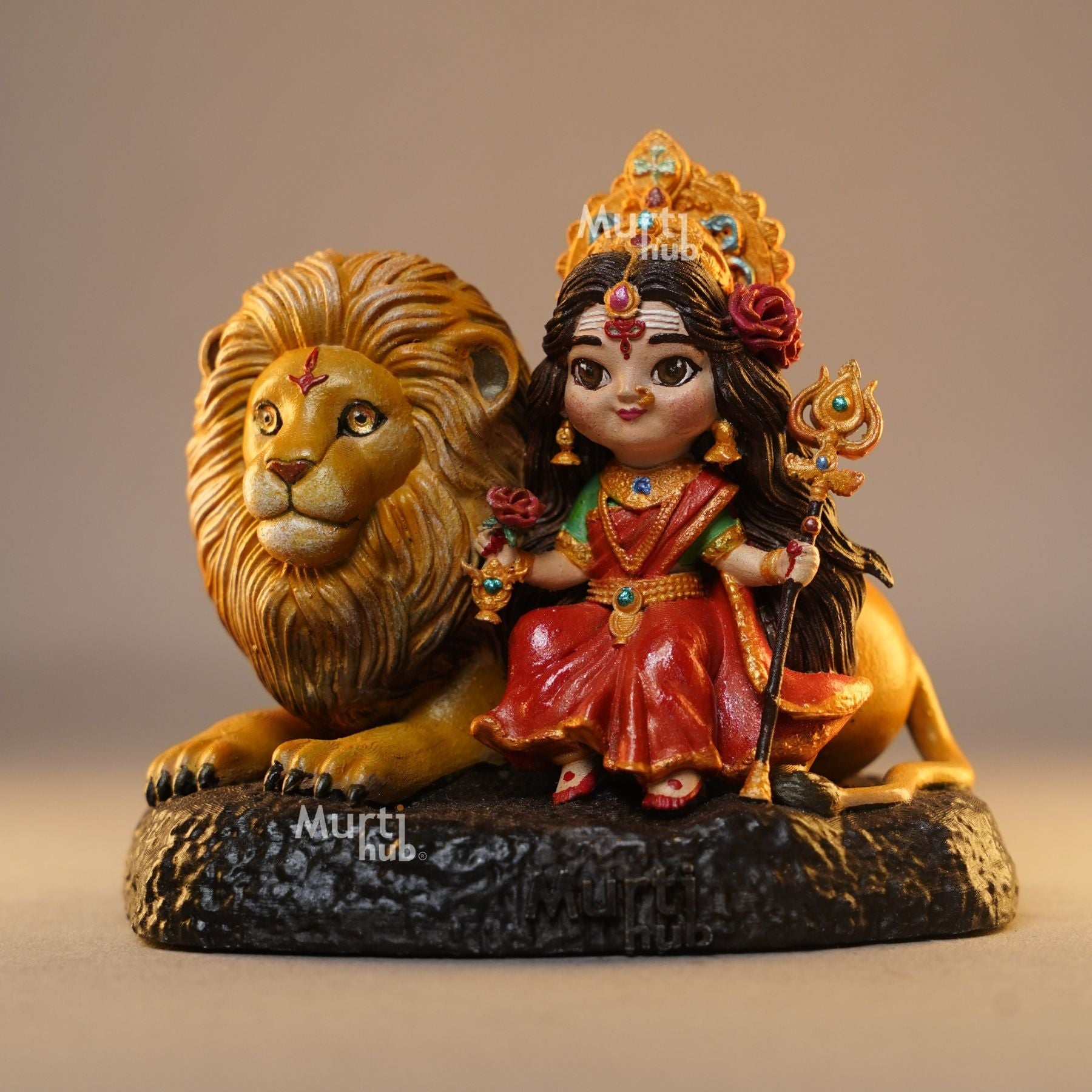 Maa Durga with Lion β The Fierce Protector Hand painted