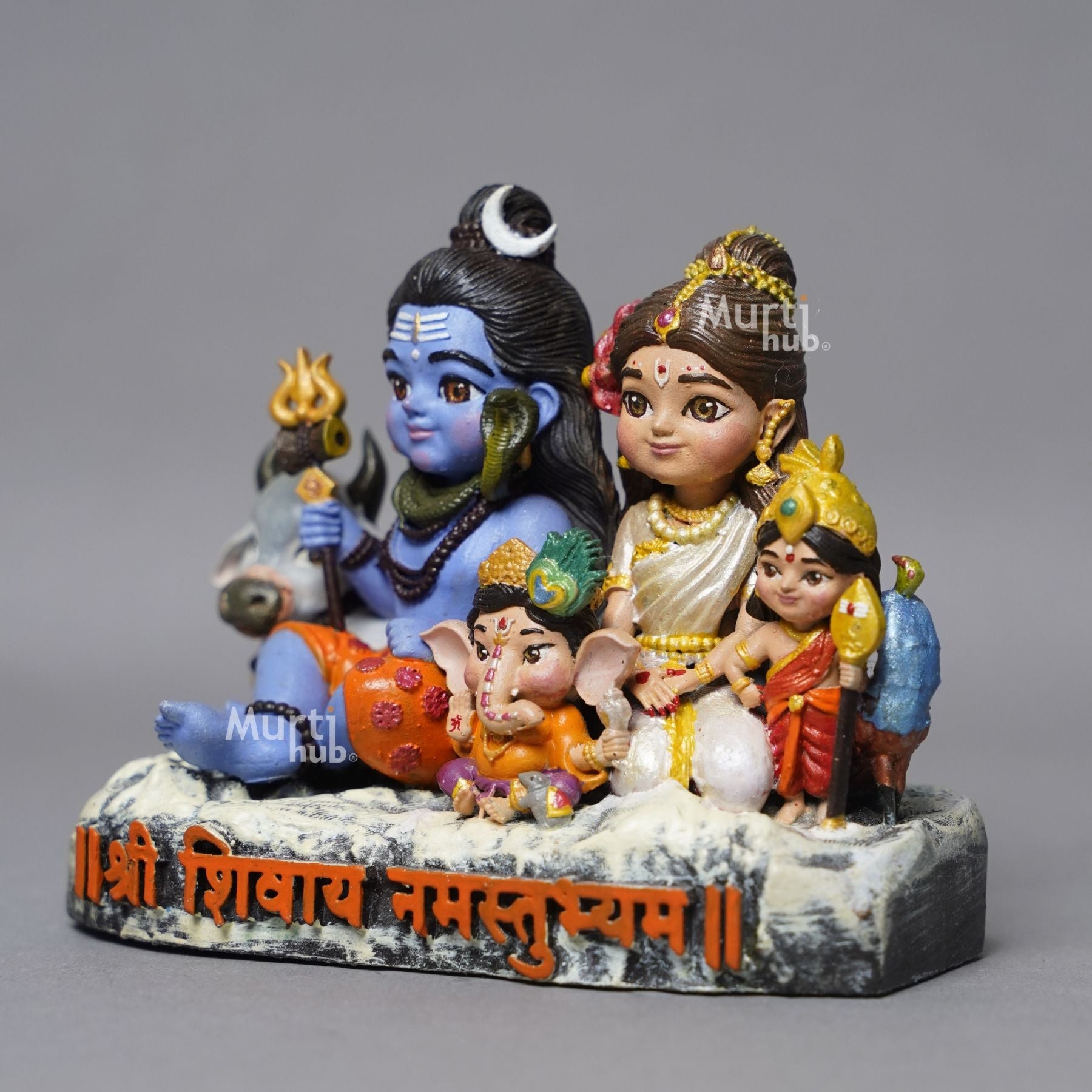 Shiv Parivar — Divine Harmony | Hand-Painted Shiva, Parvati, Ganesha & Kartikeya Idol