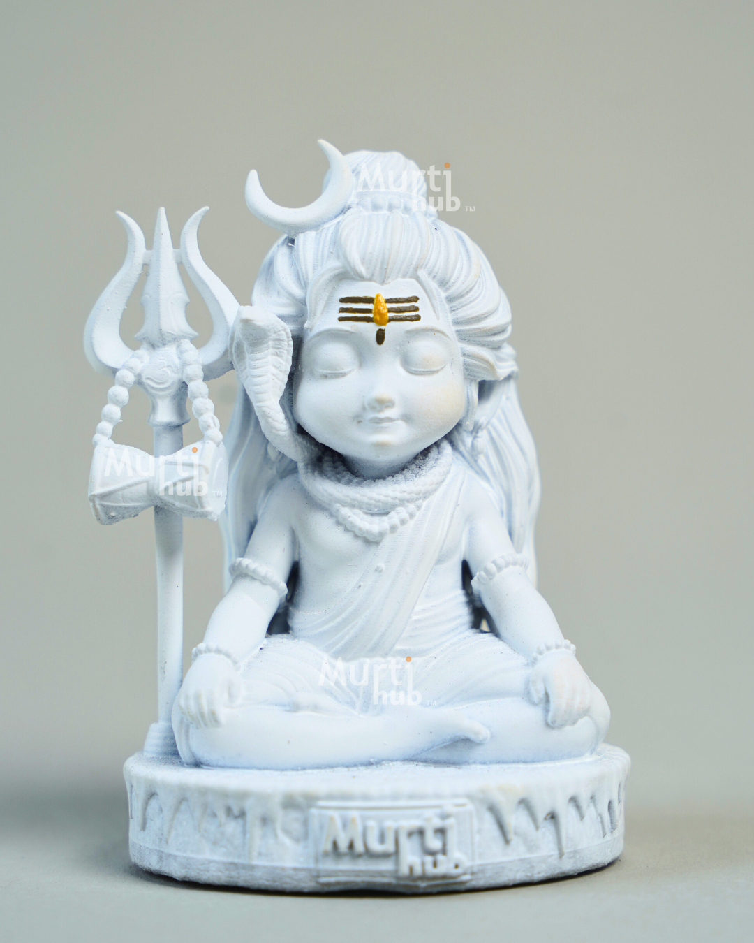 Baal Shiva Idol — The Serene Meditator | Pure White Finish | Car Dashboard & Home