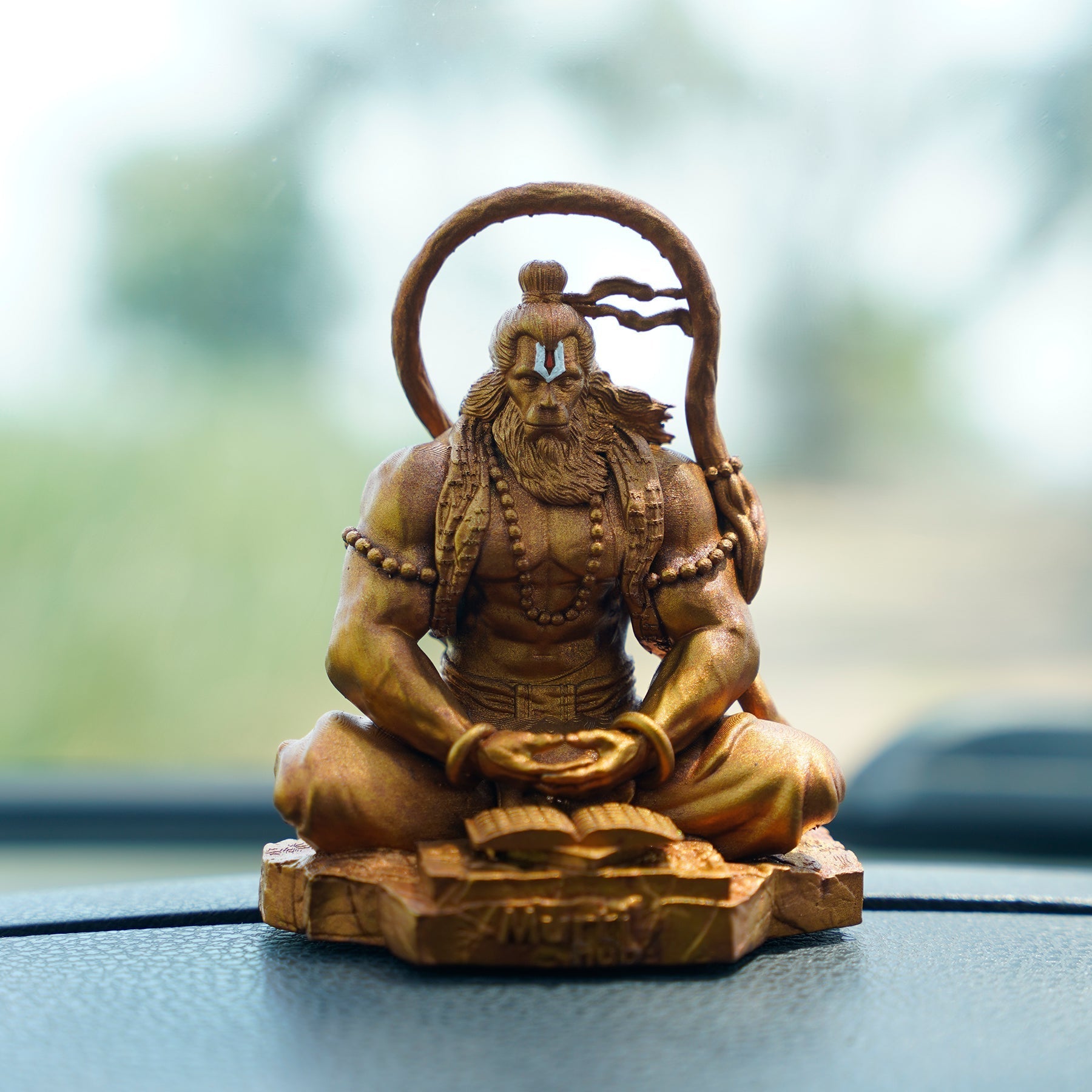 Pavan Sut Hanuman Ji — The Road Guardian | Matte Finish | Seated Blessing Idol for Car Dashboard