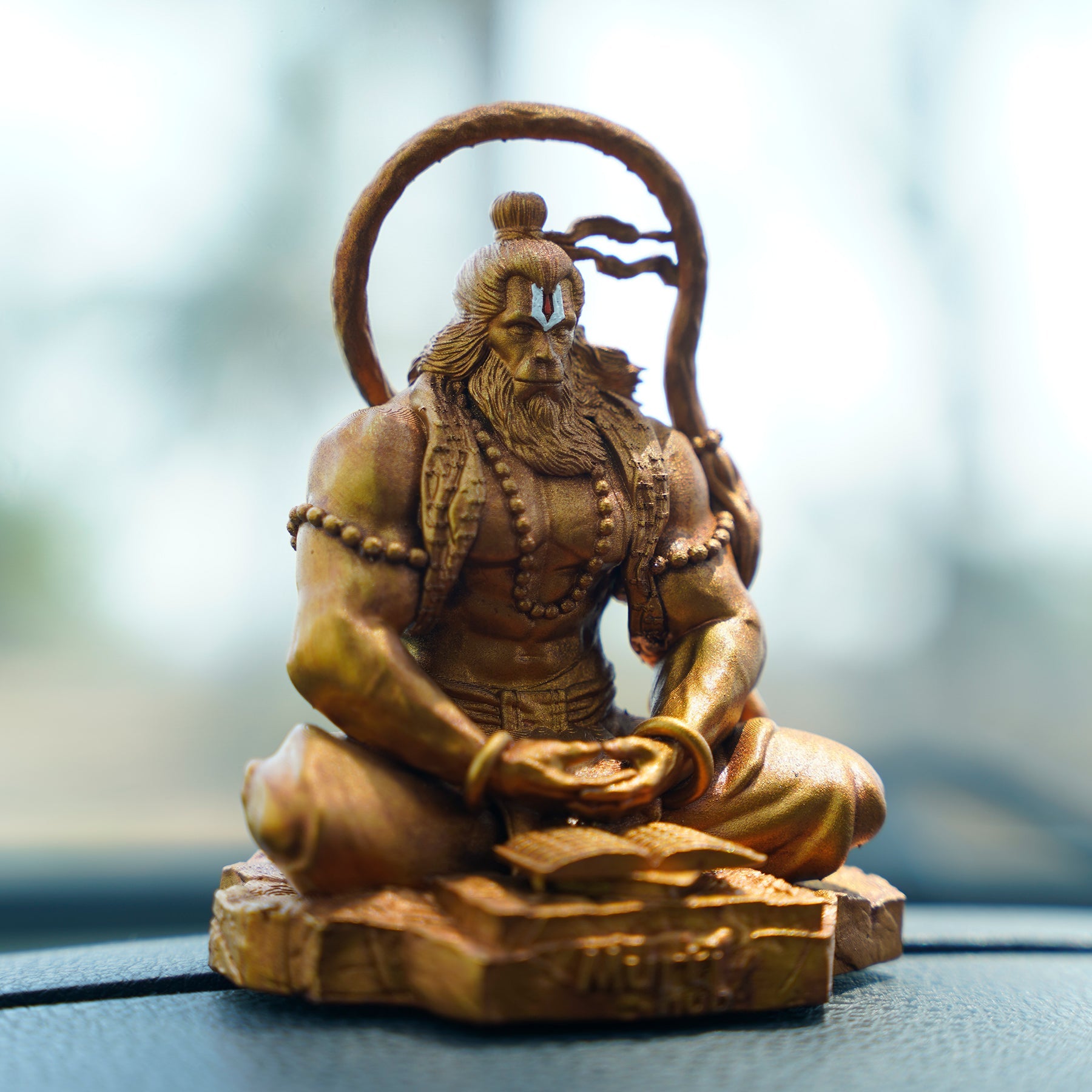 Pavan Sut Hanuman Ji — The Road Guardian | Copper Gold Finish | Car Dashboard Idol