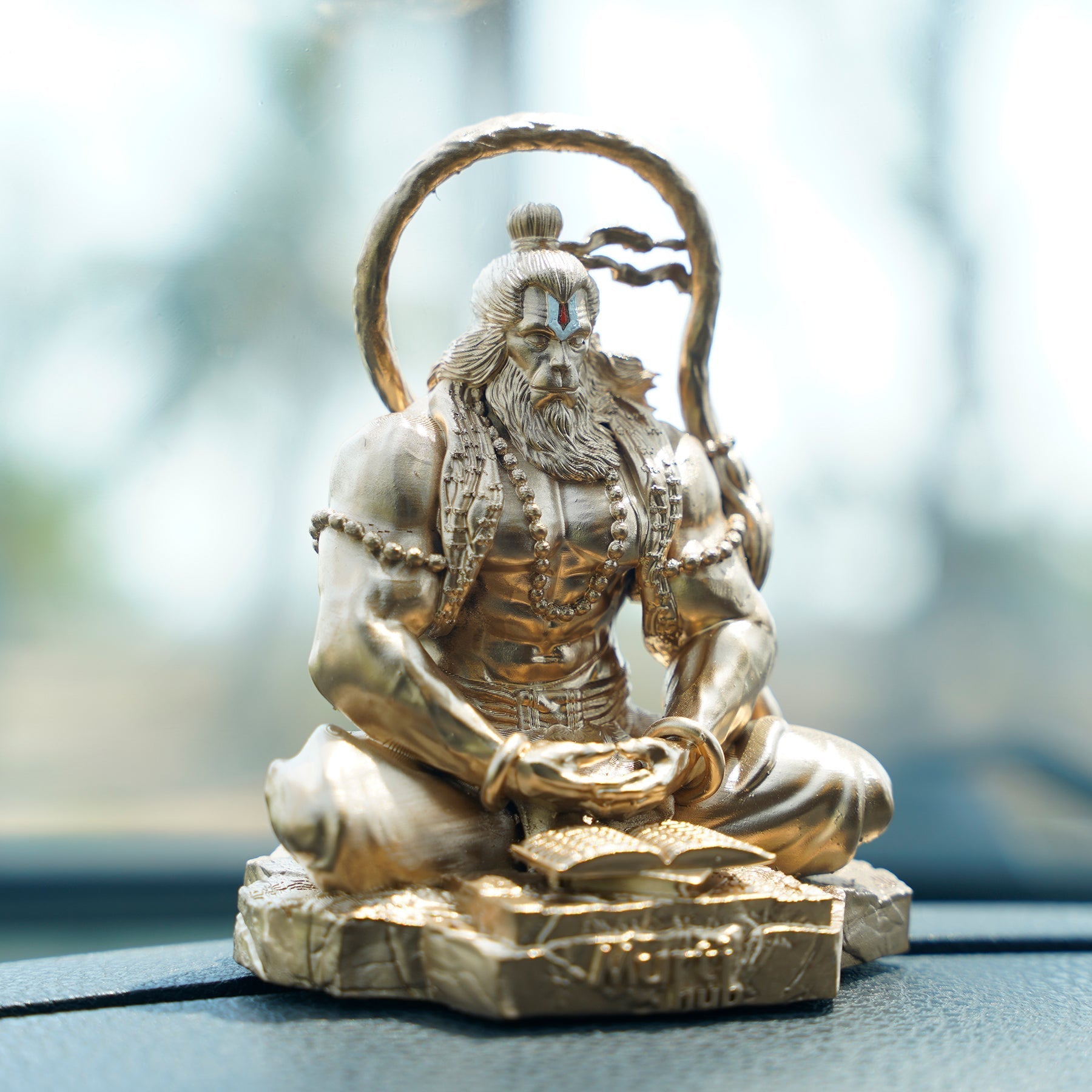 Pavan Sut Hanuman Ji — The Road Guardian | Matte Finish | Seated Blessing Idol for Car Dashboard