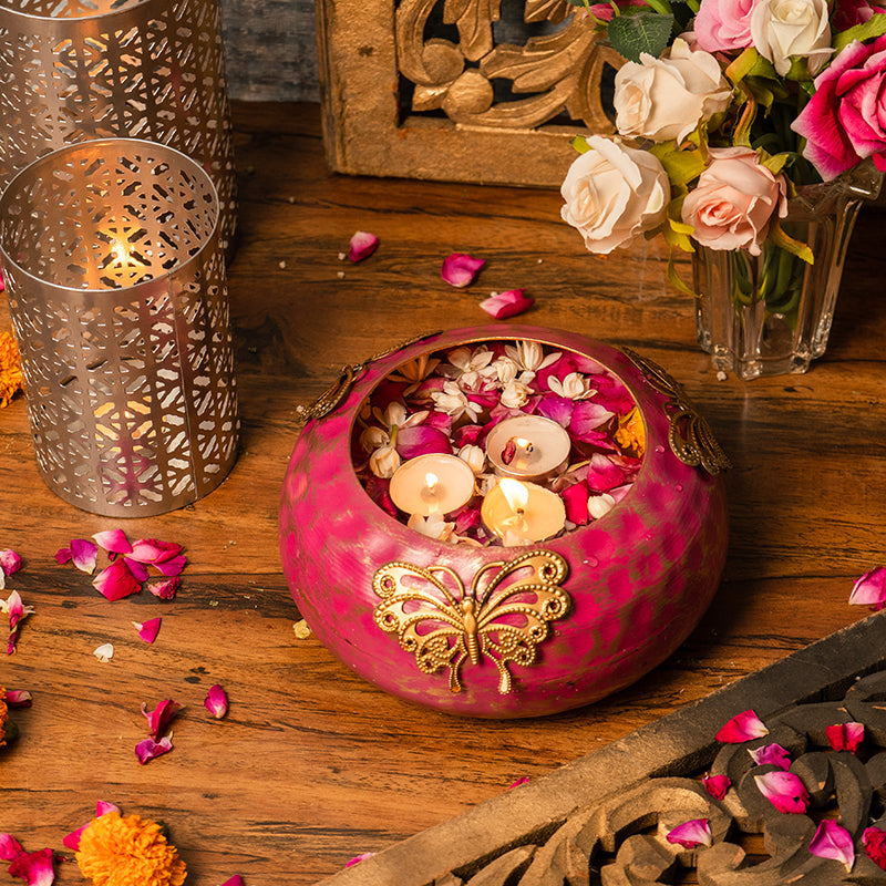 Exquisite Pink Butterfly Urli