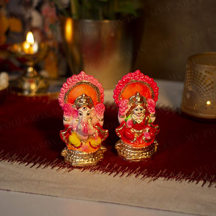 4INCH Clay Laxmi Ganesh Idol (Eco-Friendly)