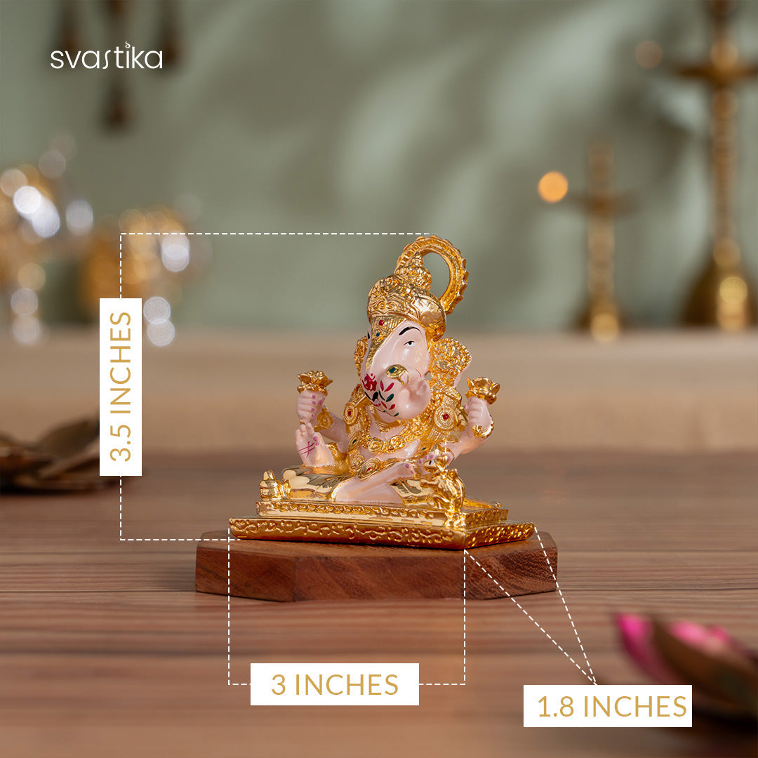 Dagdusheth Halwai Ganpati Murti - Gold Plated