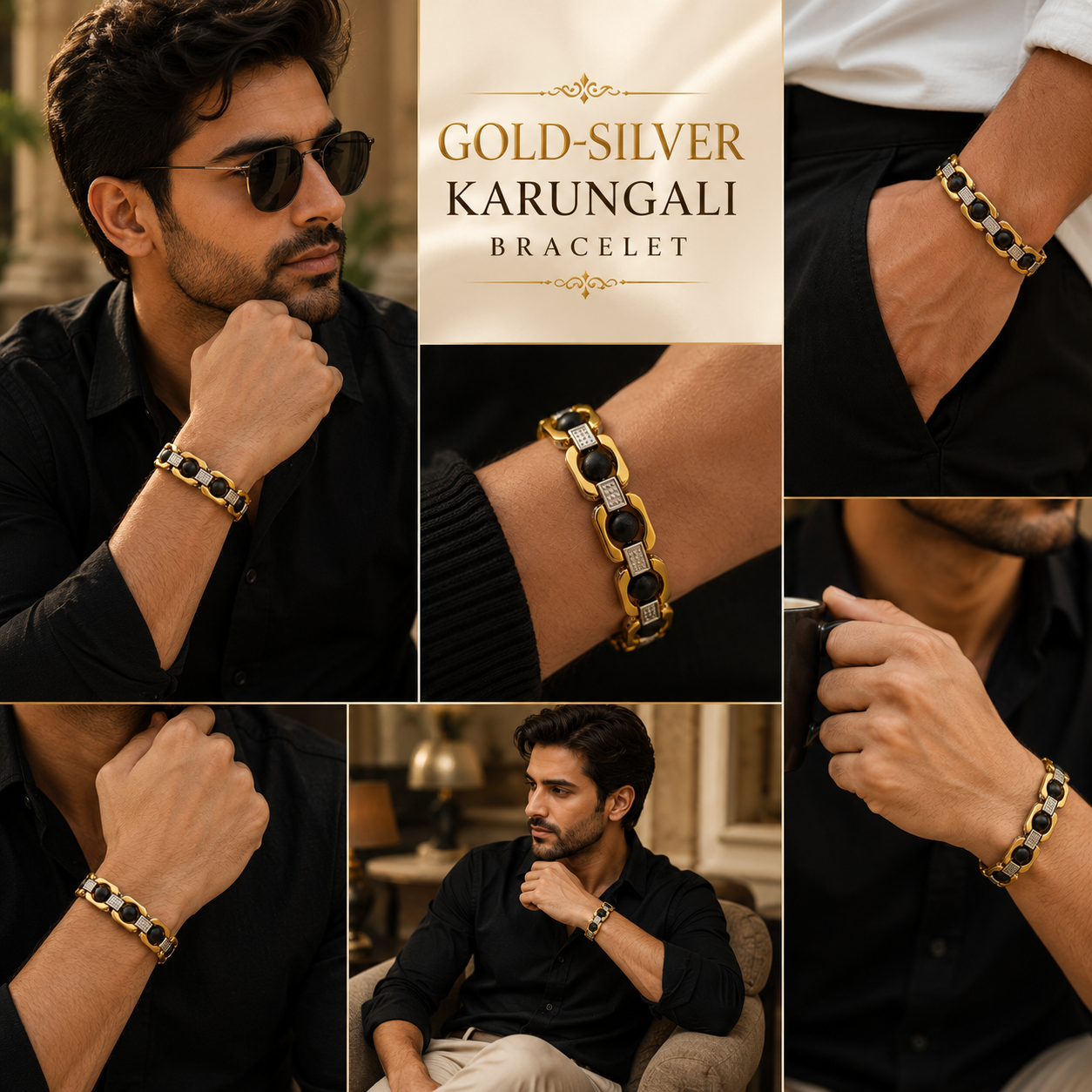 Gold-Silver Karungali Bracelet