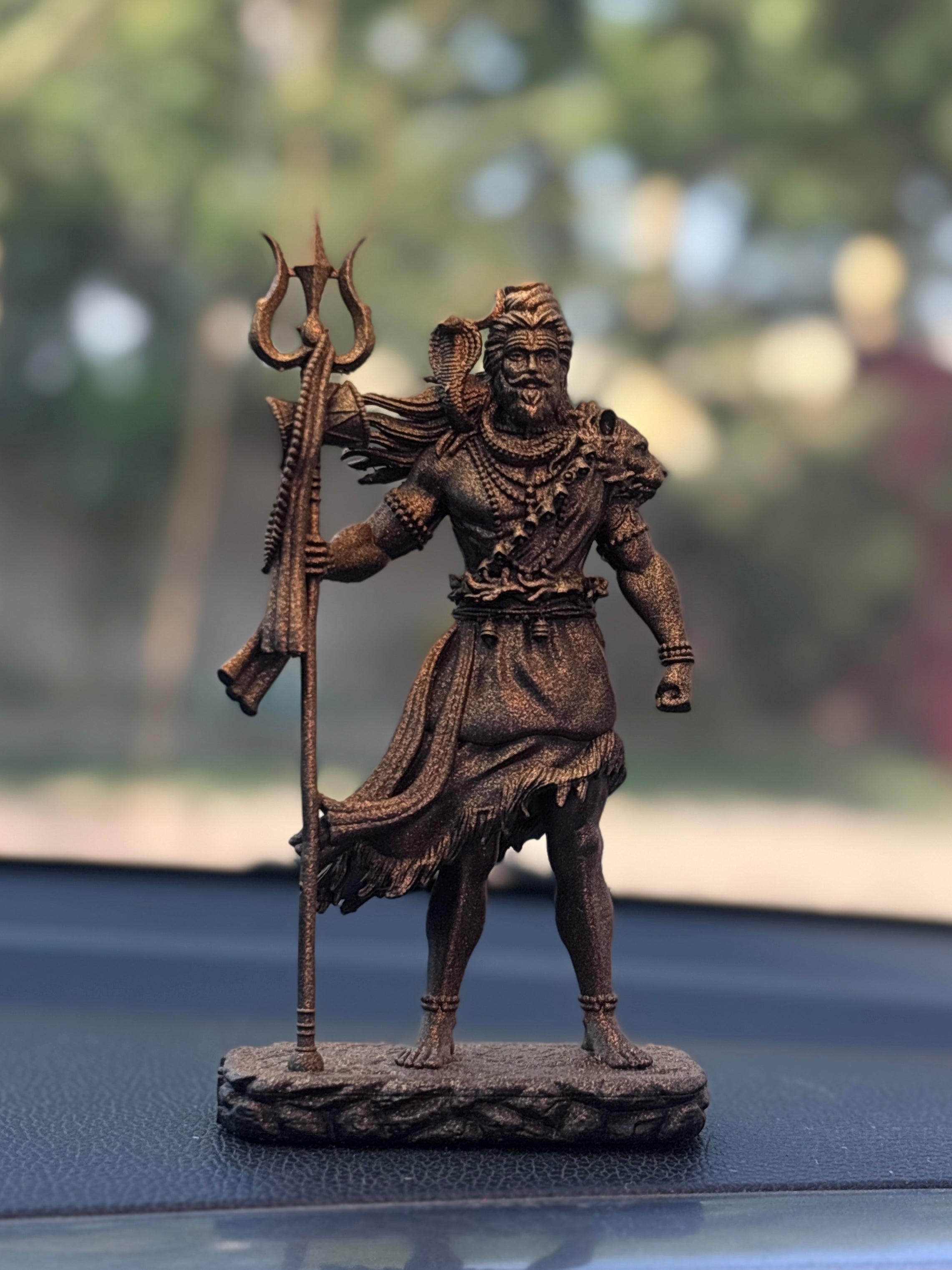Shiva โ The Protector | Standing Mahadev Idol for Car Dashboard | Gold Black