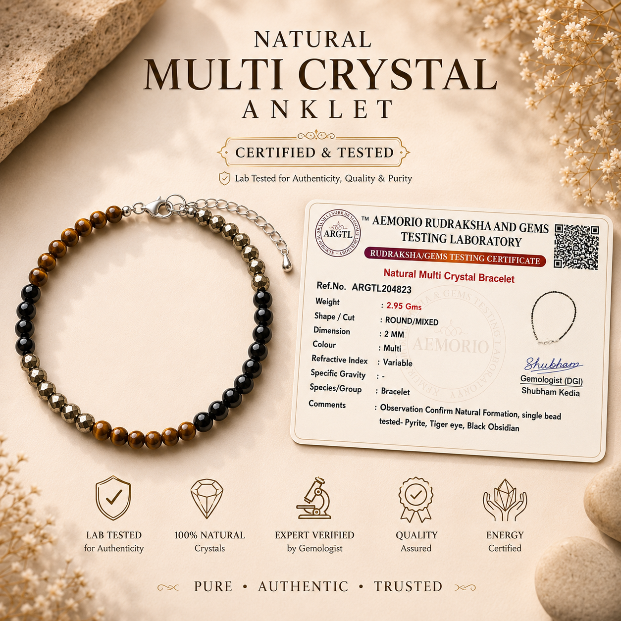 Natural Multi Crystal Anklet