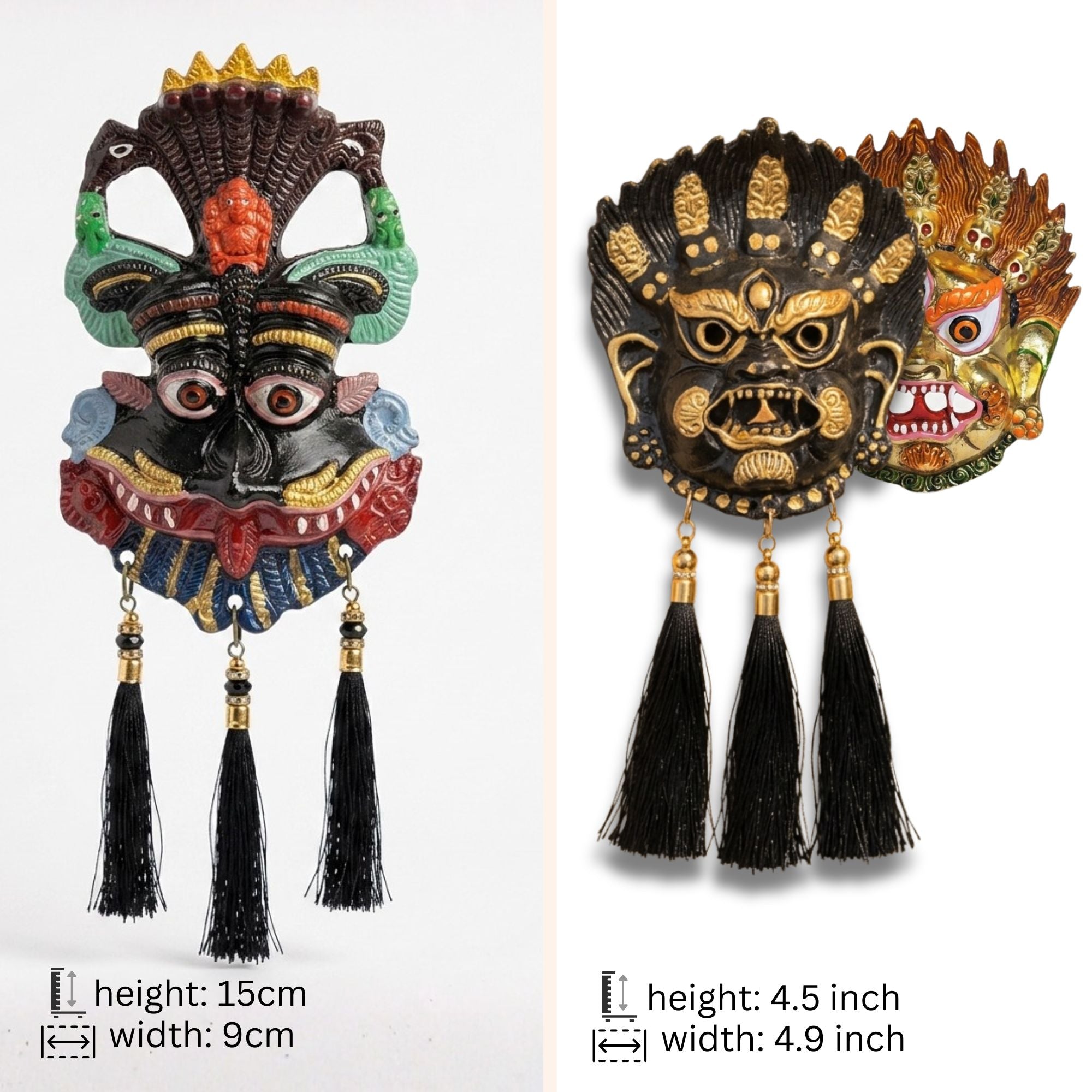 Narsingh Kirtimukh Divine Combo (Set of 3) ā Black Tassel & Golden Glow Protection Decor