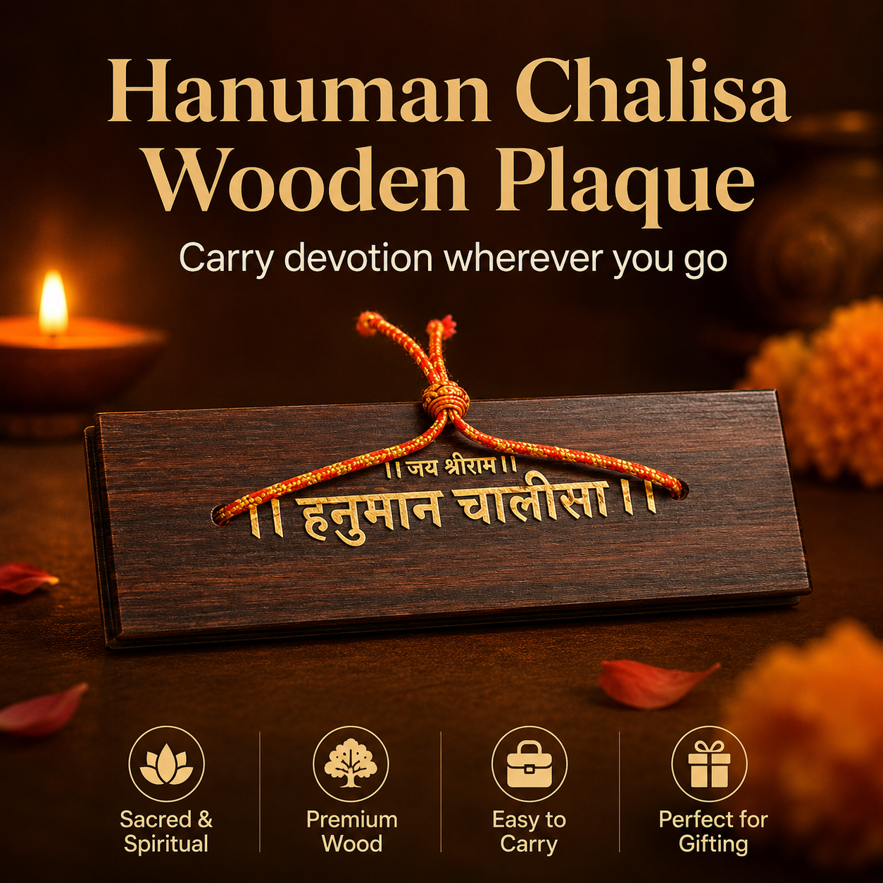 Miniature Wooden Hanuman Chalisa Book (1.8 inches)