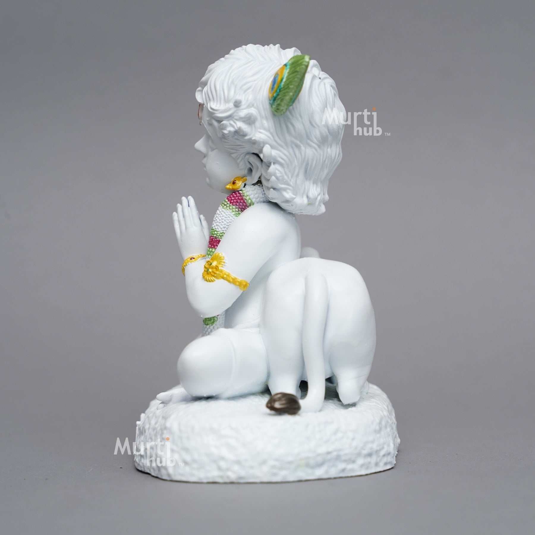 Baal Krishna with Cow — Divine Calm | Pure White Hand-Finished Idol for Home & Gift