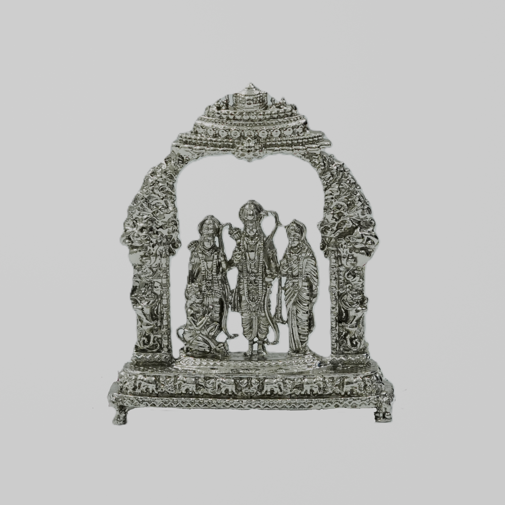 Ram Darbar Idol with Ornate Arch – Handcrafted Shri Ram, Sita, Lakshman & Hanuman Murti