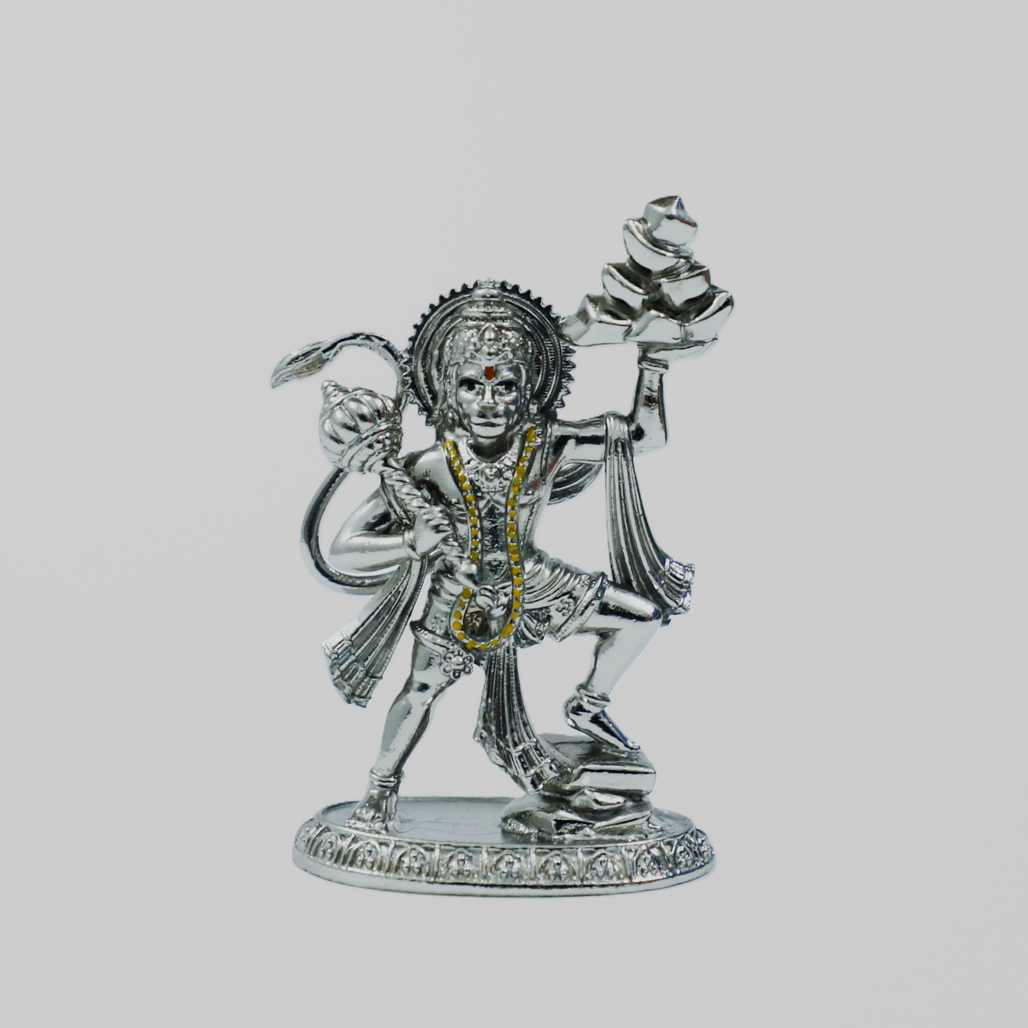 God Hanuman Murti Silver Finish Brass Idol | Sankat Mochan Bajrangbali Murti for Home & Office
