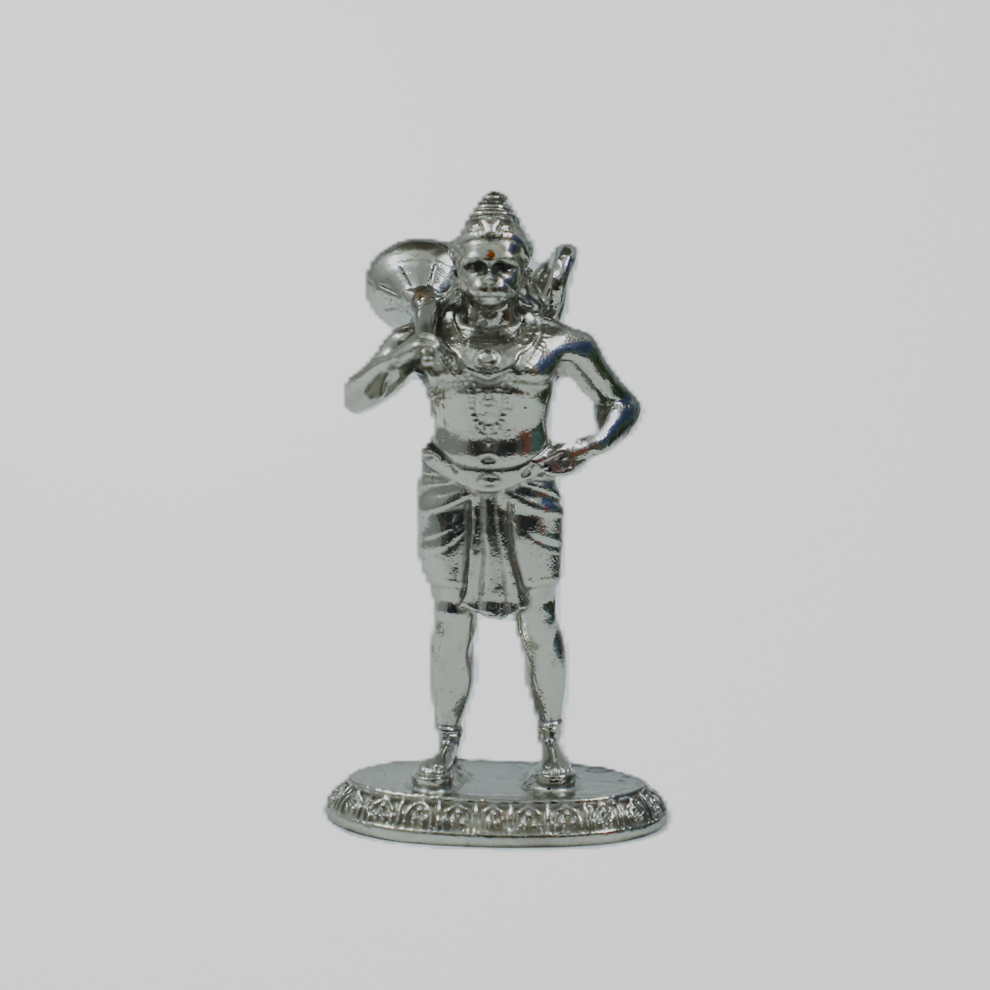 Standing Hanuman Ji Silver Finish Brass Idol | Bajrangbali Murti with Gada for Home & Office