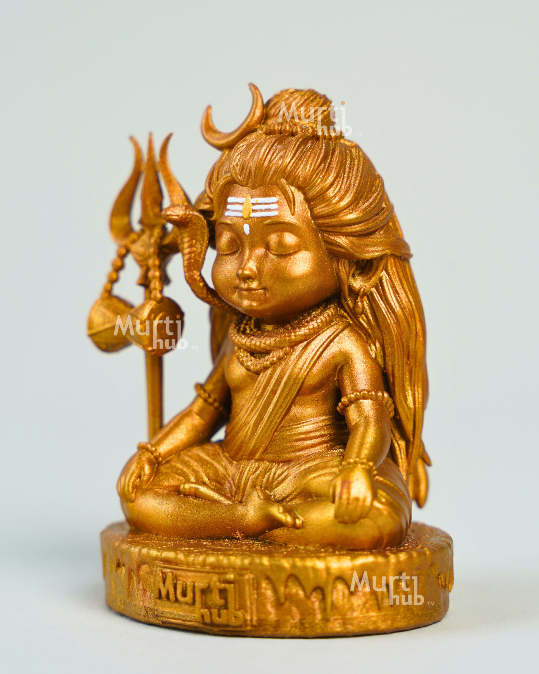 Baal Shiva Idol — The Serene Meditator | Antique Gold Finish | Car Dashboard & Home