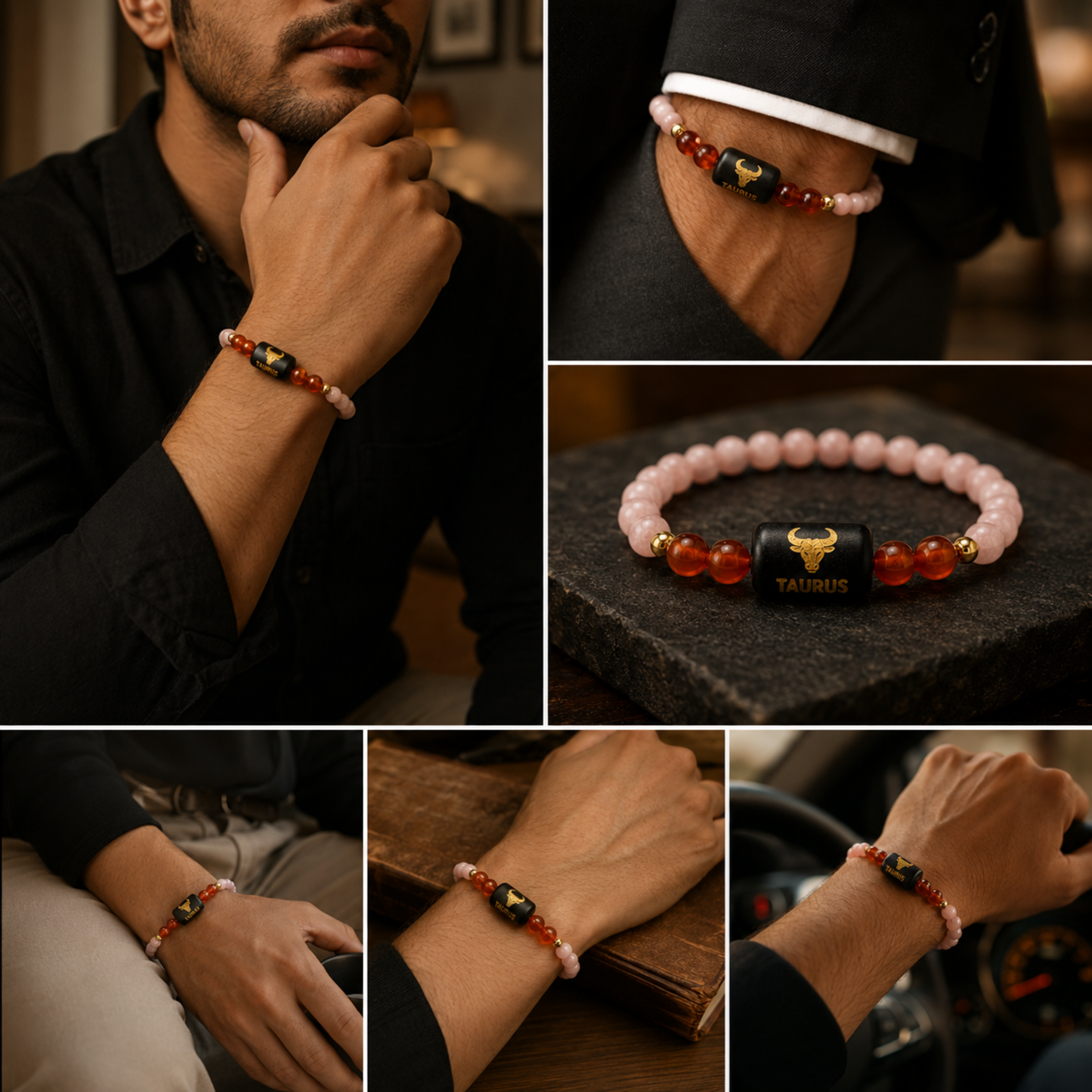 Taurus (वृषभ राशि) Zodiac Sunstone & Carnelian Bracelet
