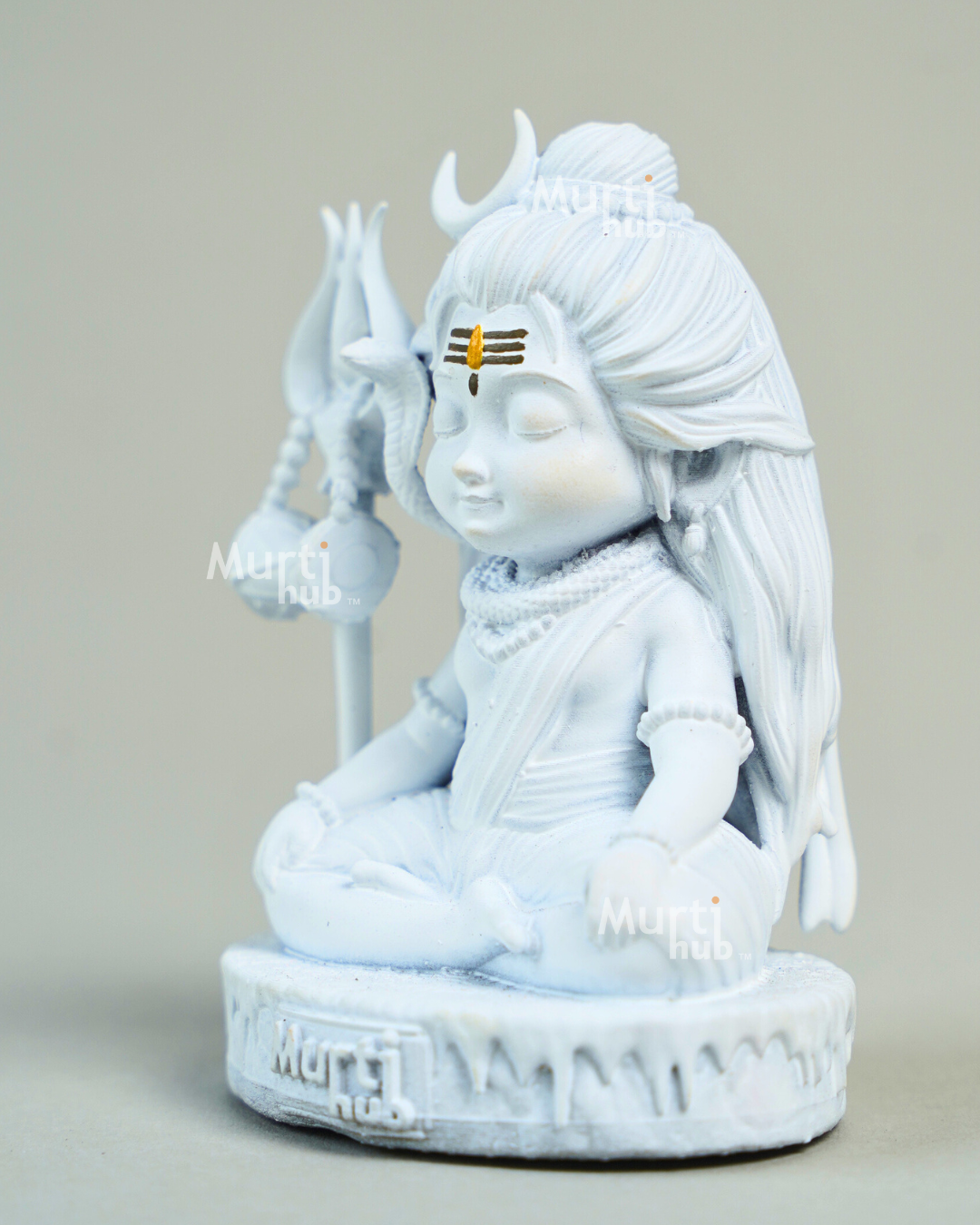 Baal Shiva Idol — The Serene Meditator | Pure White Finish | Car Dashboard & Home