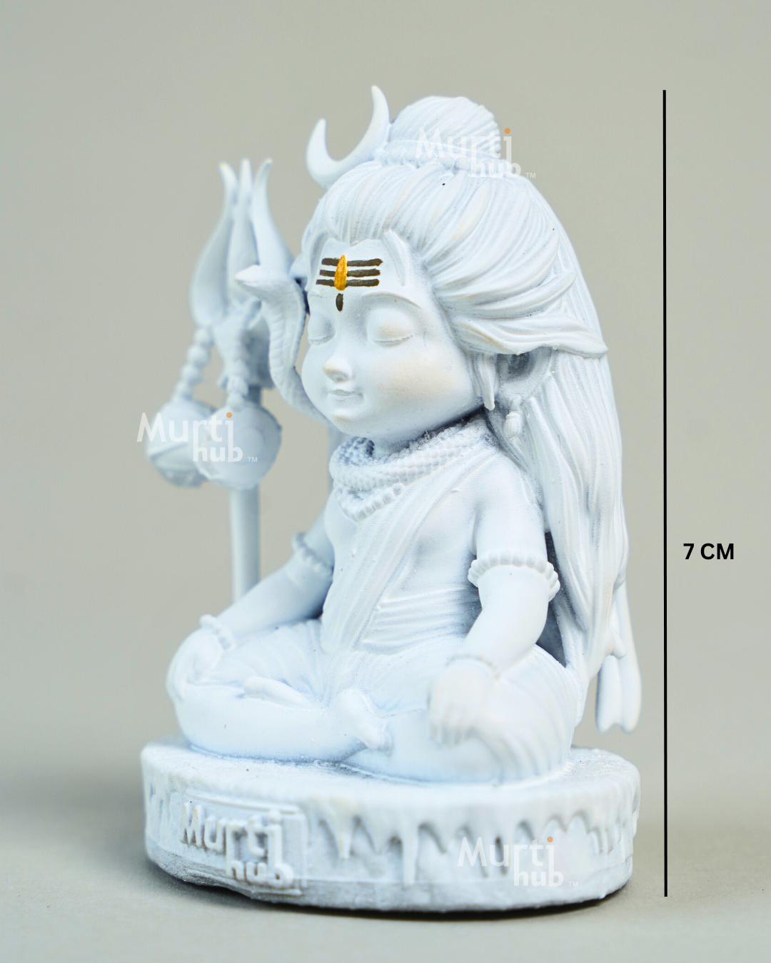 Baal Shiva Idol — The Serene Meditator | Pure White Finish | Car Dashboard & Home