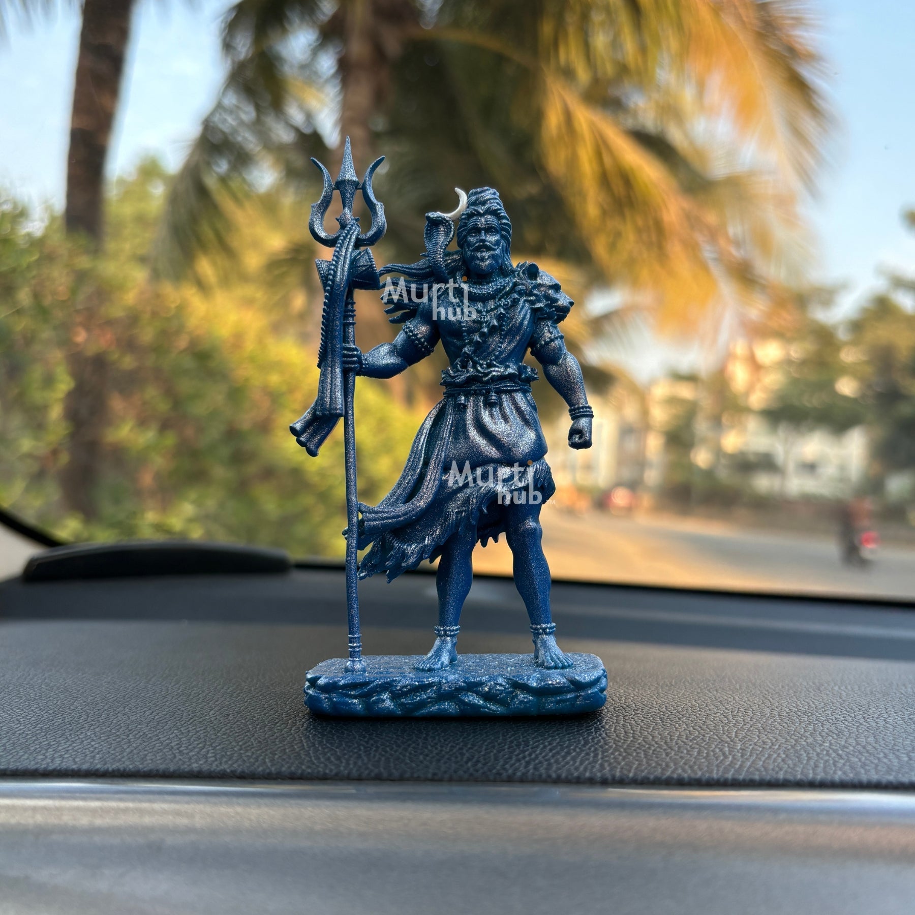 Shiva — The Protector | Standing Mahadev Idol for Car Dashboard | Gold Black