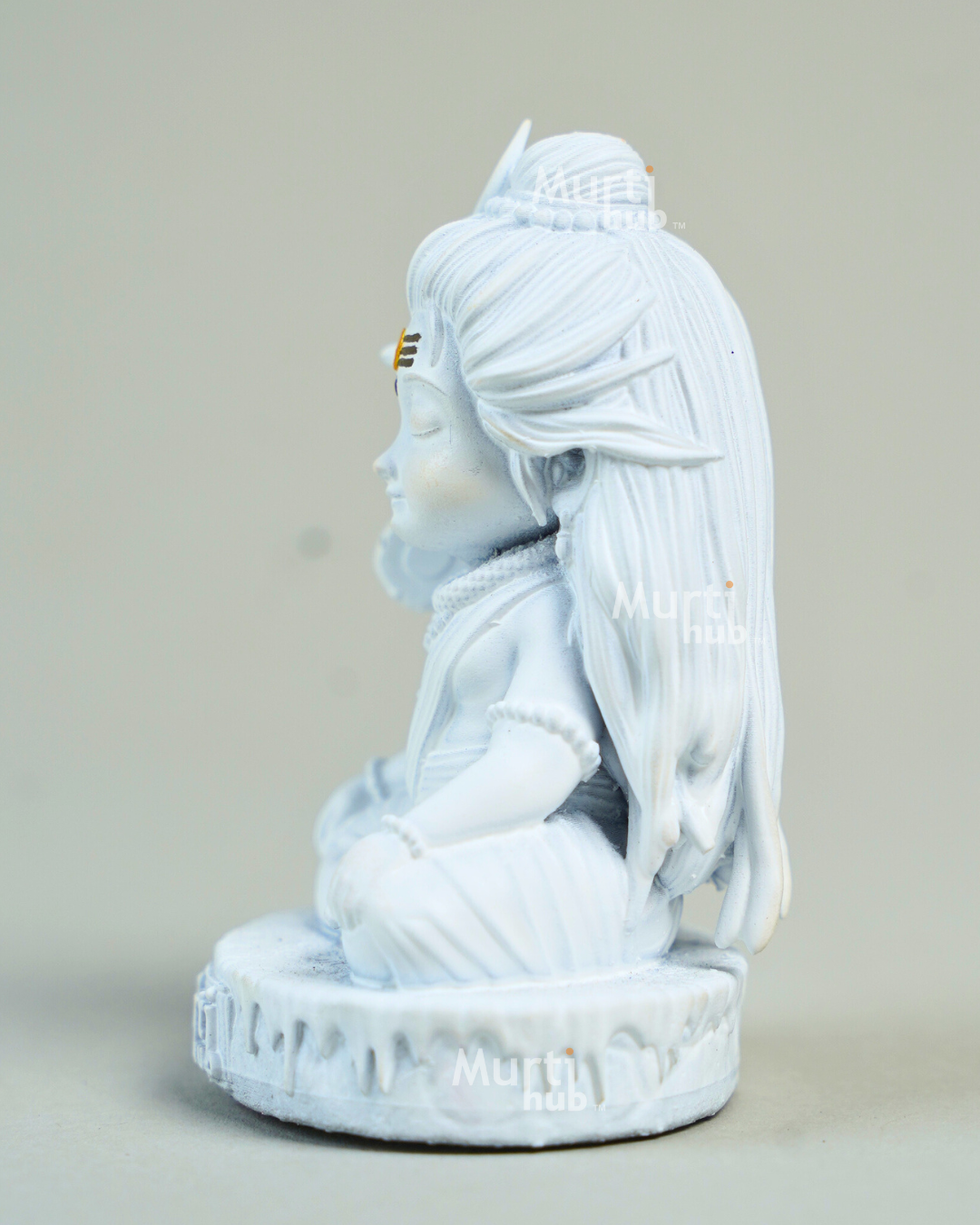 Baal Shiva Idol — The Serene Meditator | Pure White Finish | Car Dashboard & Home