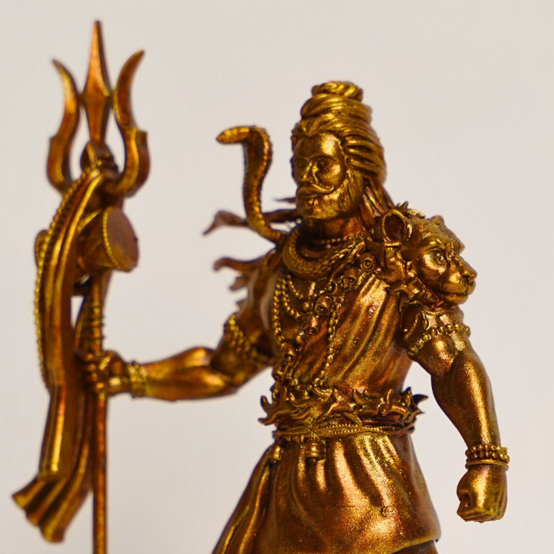 Shiva — The Protector | Standing Mahadev Idol for Car Dashboard | Antique Gold