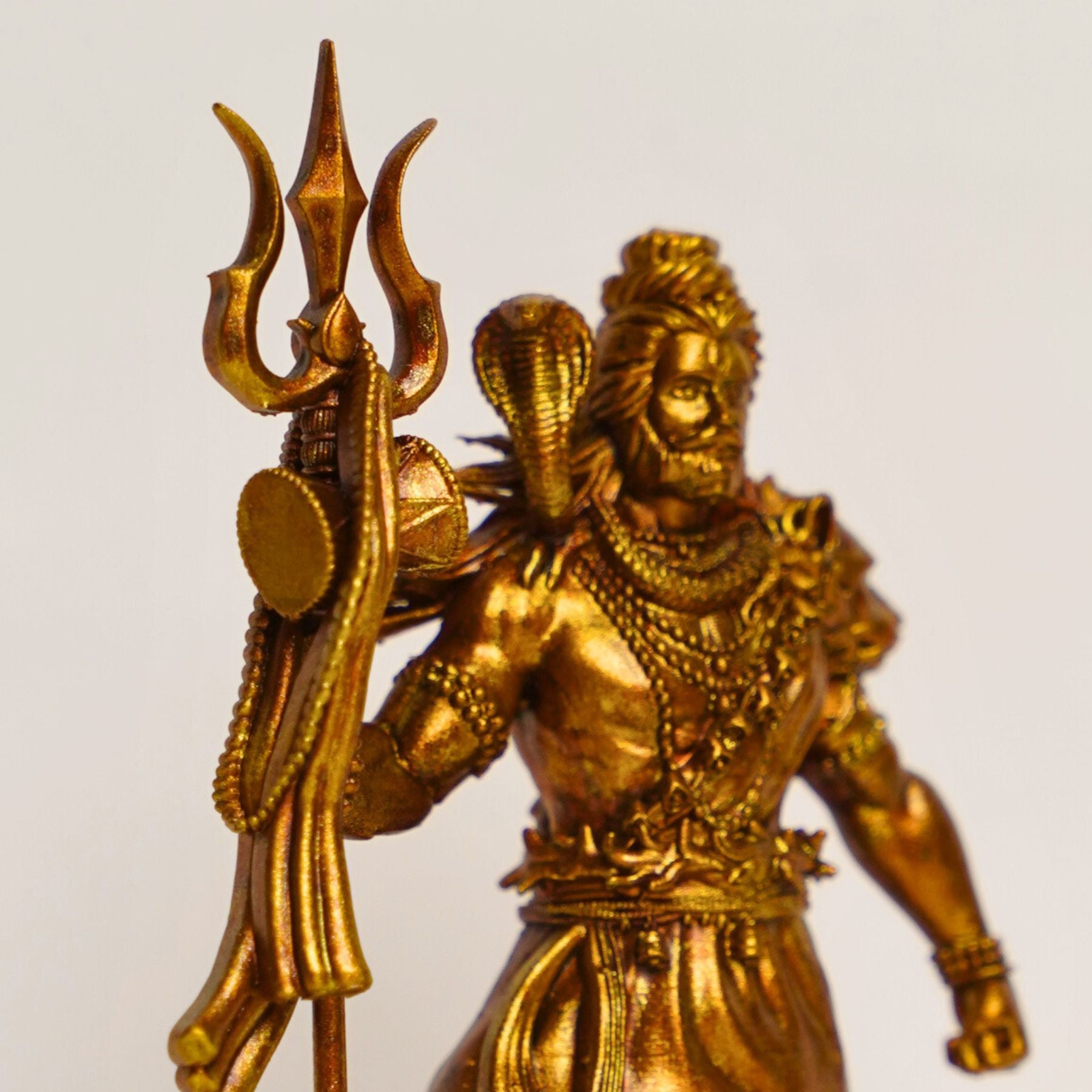 Shiva — The Protector | Standing Mahadev Idol for Car Dashboard | Antique Gold