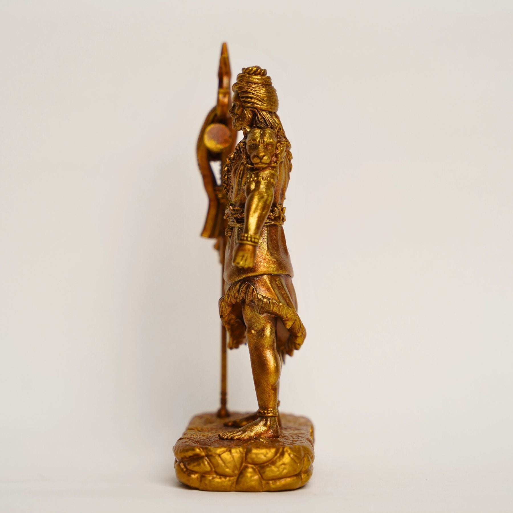 Shiva — The Protector | Standing Mahadev Idol for Car Dashboard | Antique Gold