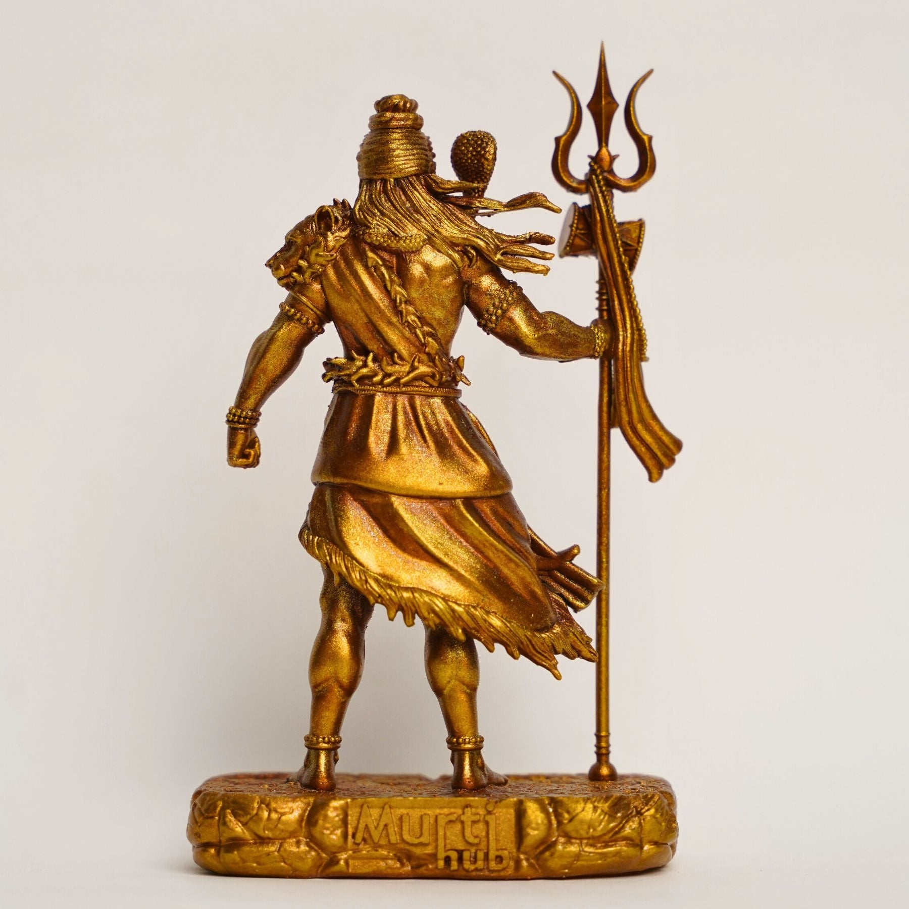 Shiva — The Protector | Standing Mahadev Idol for Car Dashboard | Antique Gold