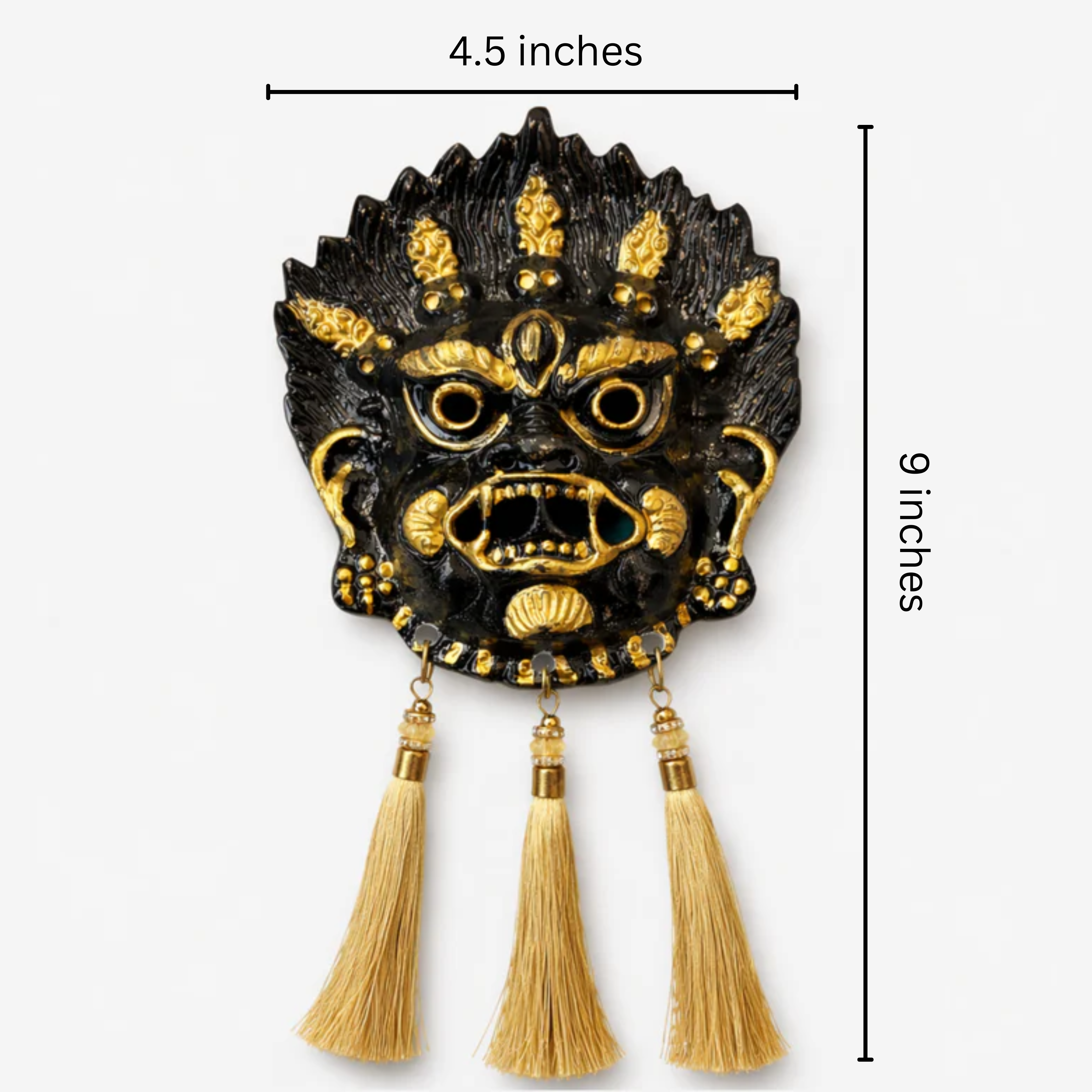 Kirtimukh  Wall Decor || Black With Tassel | Free Jaap Counter