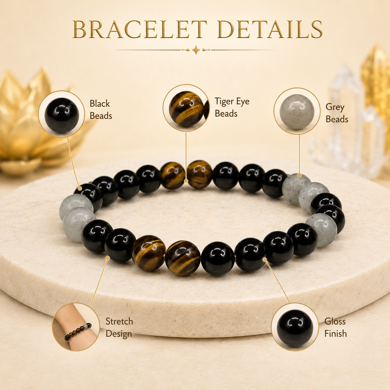 Ruling Number 4 | Crystal Bracelet | Numerology Bracelet - 8mm