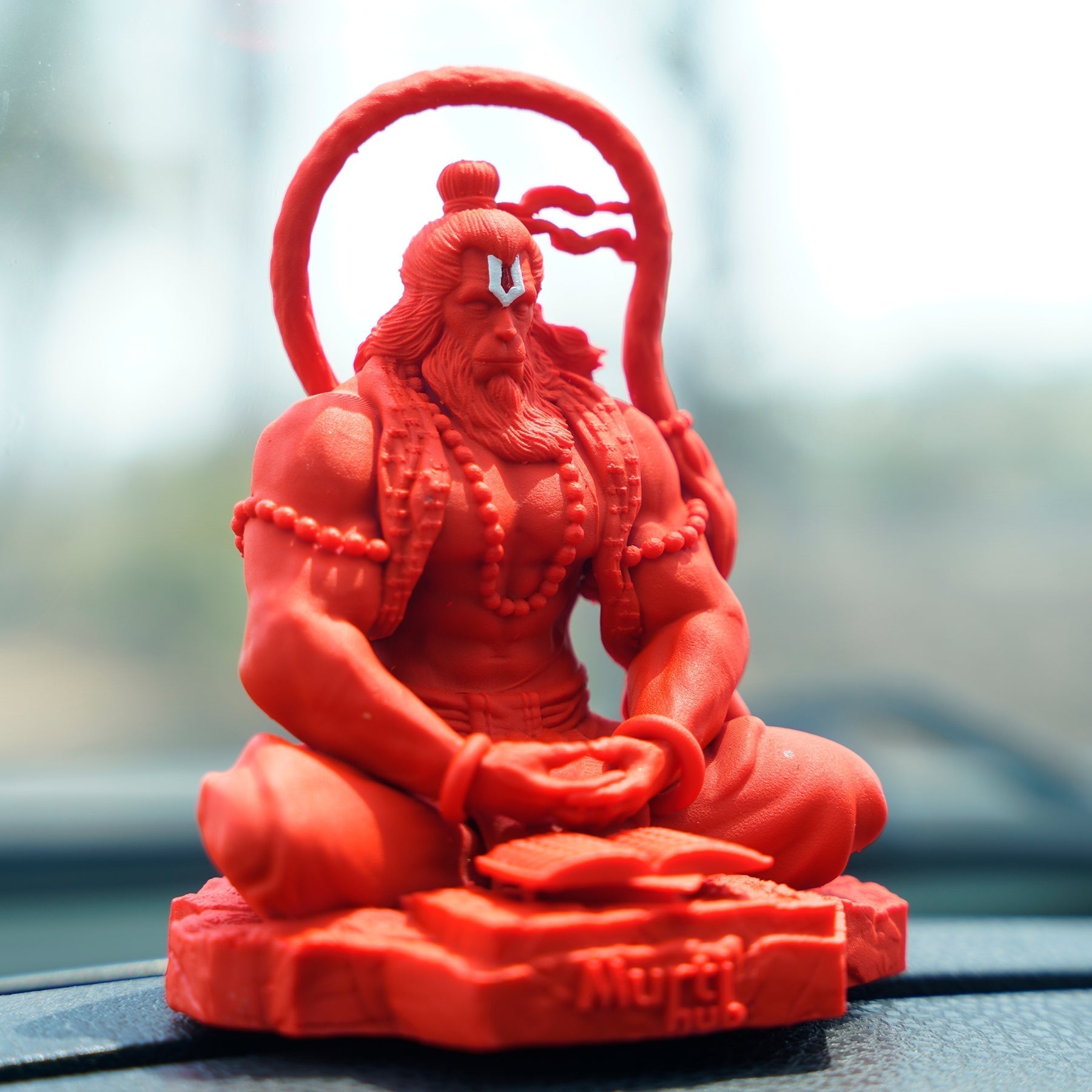 Pavan Sut Hanuman Ji — The Road Guardian | Matte Finish | Seated Blessing Idol for Car Dashboard