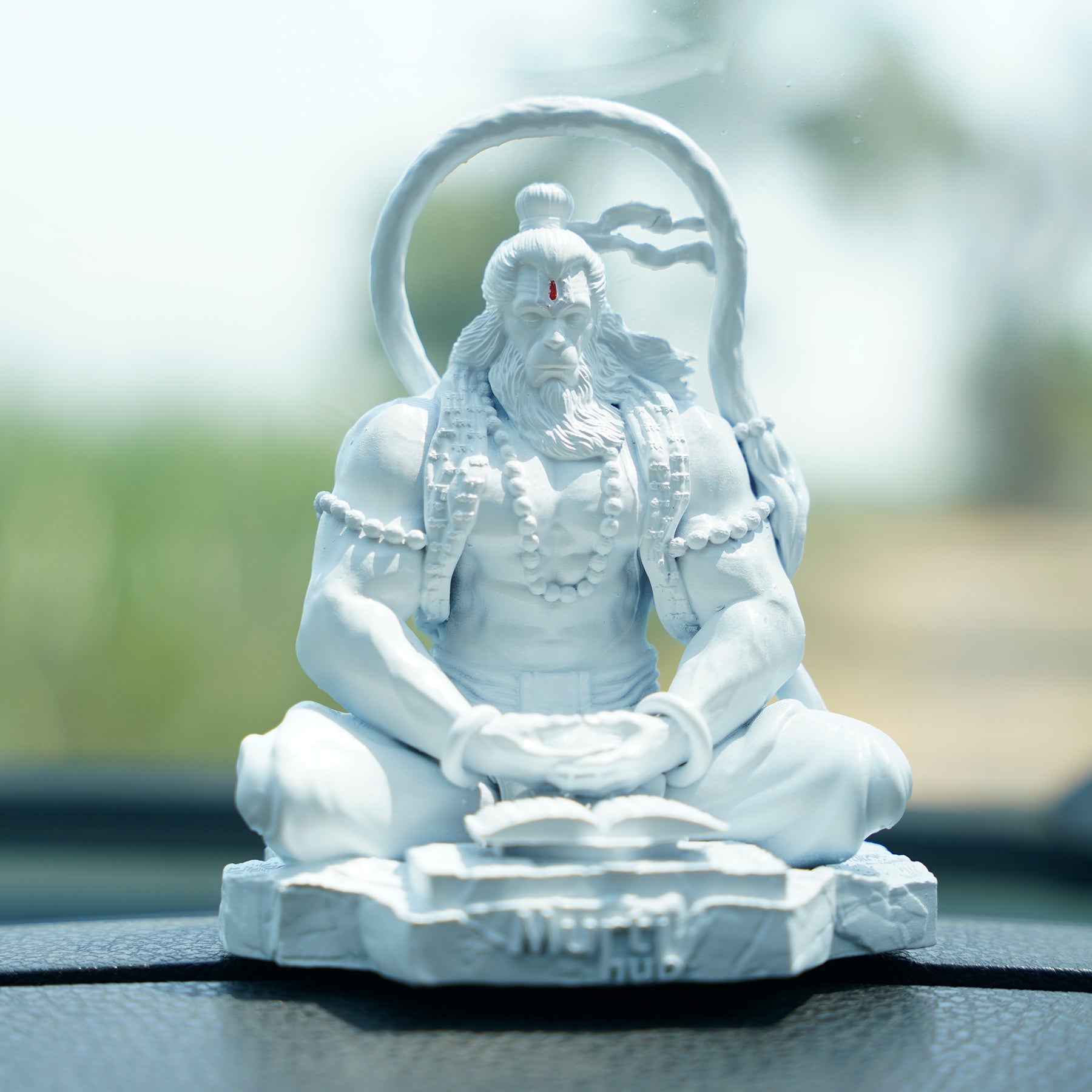Pavan Sut Hanuman Ji — The Road Guardian | Pure White Finish | Car Dashboard Idol