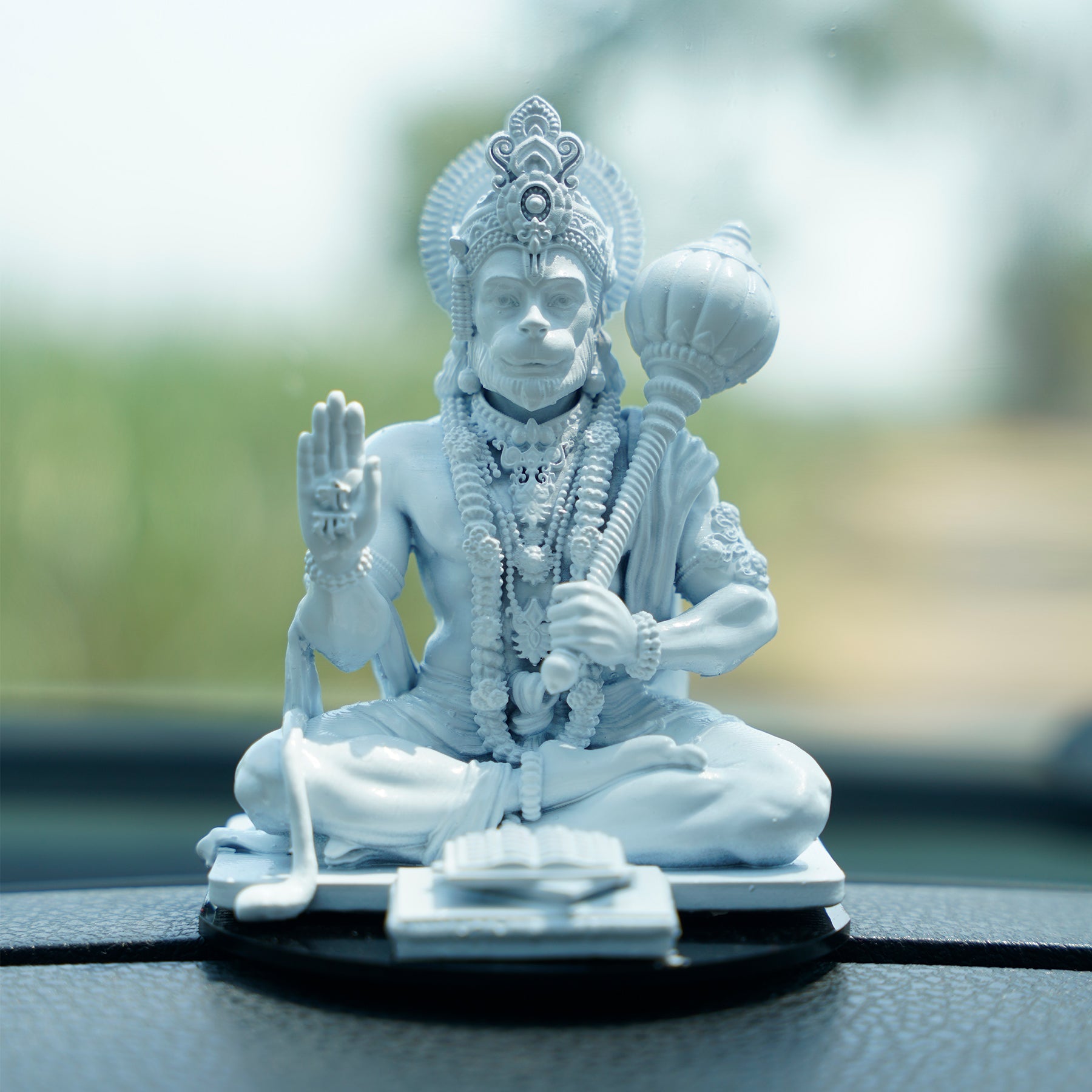 Lord Hanuman Ji — Seated Blessing Idol | Copper Gold Finish | Car Dashboard