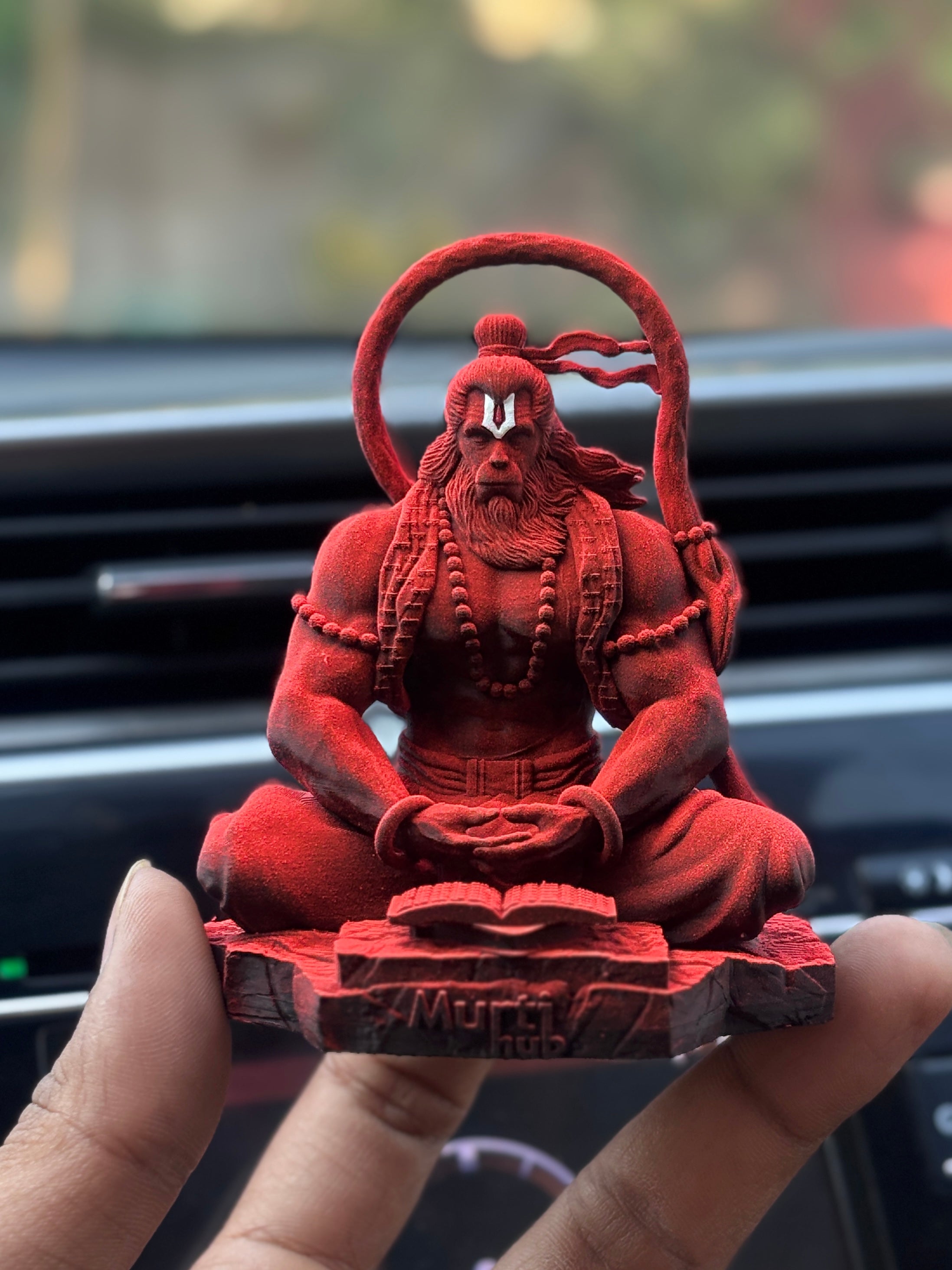 Pavan Sut Hanuman Ji — The Road Guardian | Matte Finish | Seated Blessing Idol for Car Dashboard