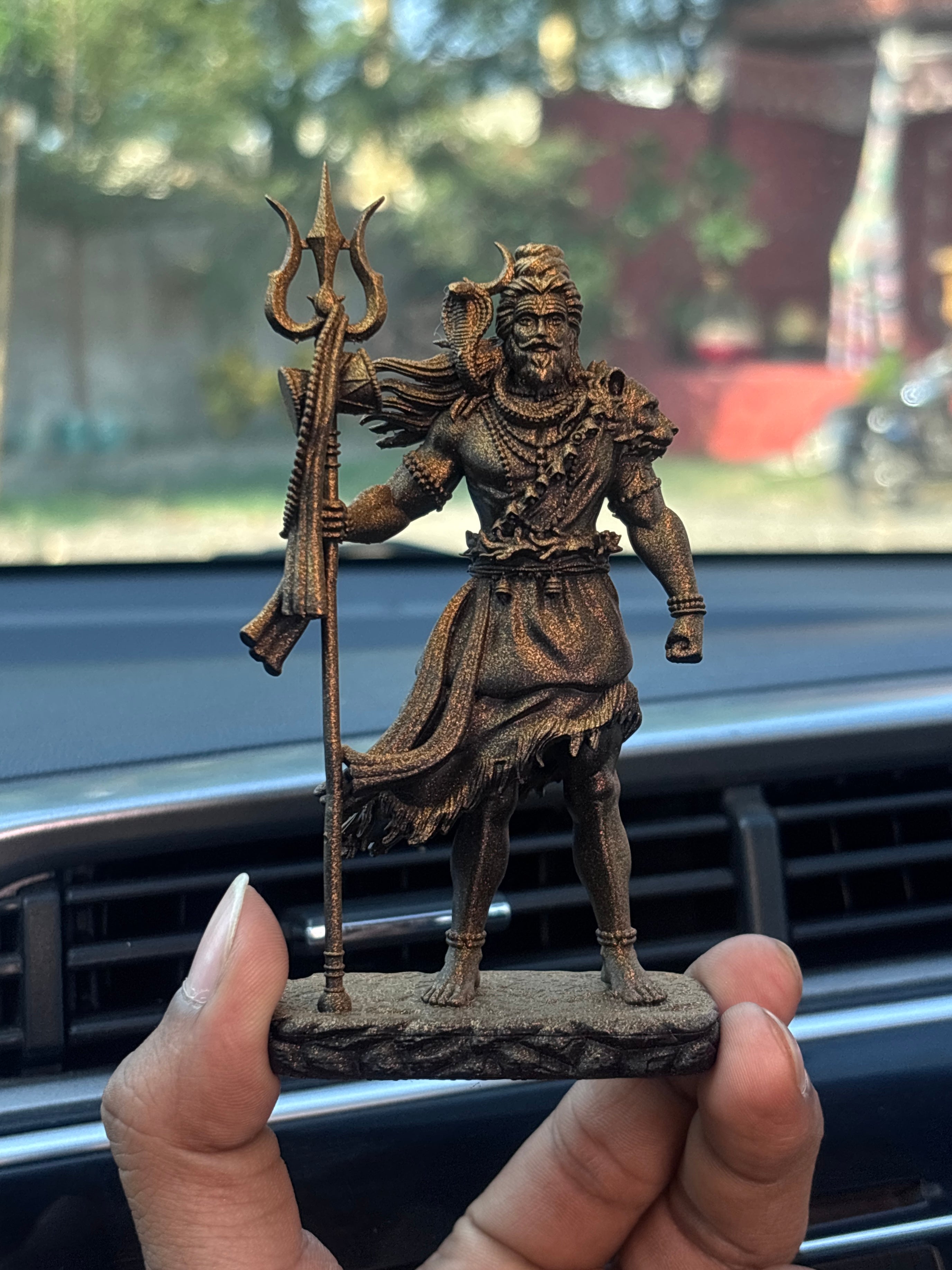 Shiva — The Protector | Standing Mahadev Idol for Car Dashboard | Gold Black