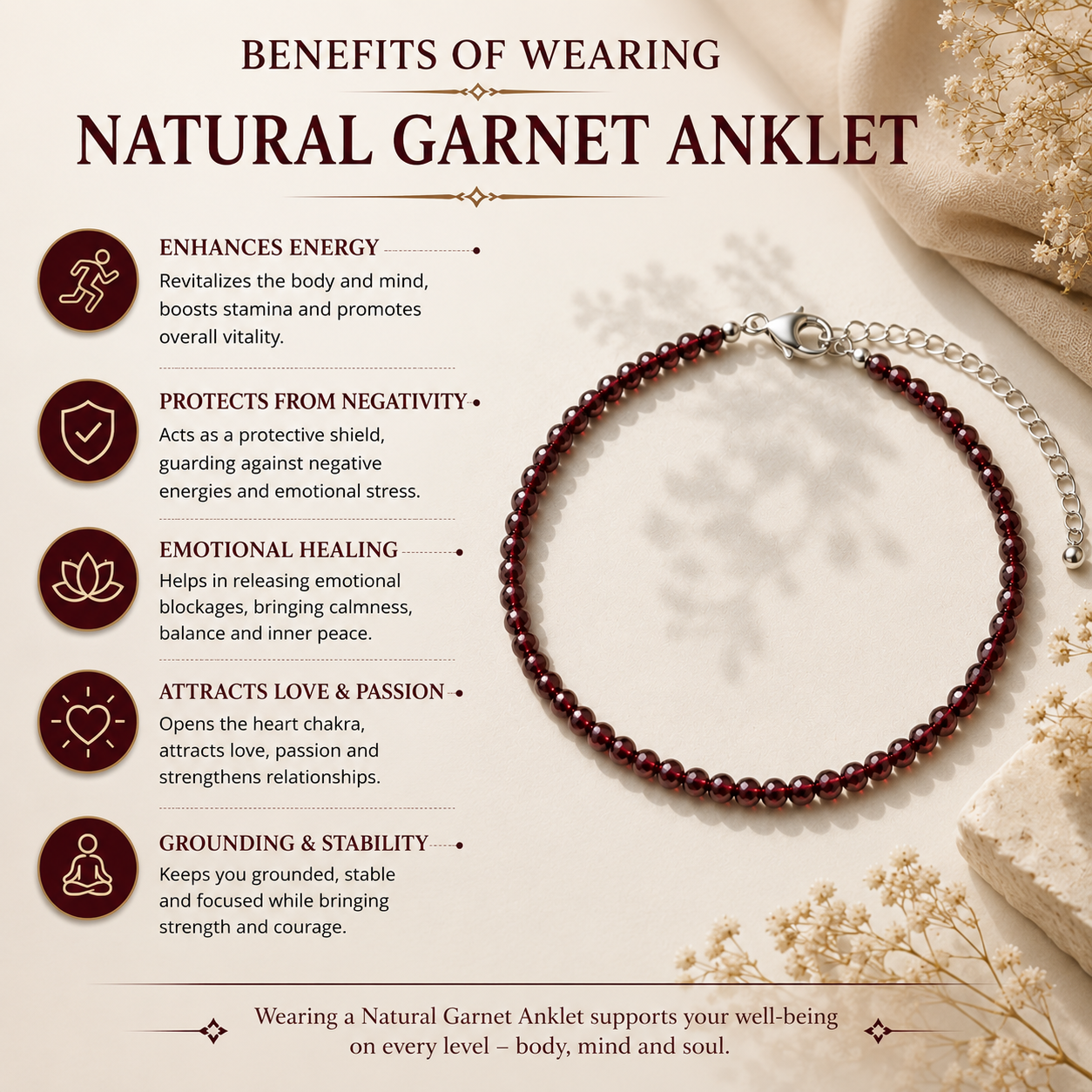 Natural Garnet Anklet