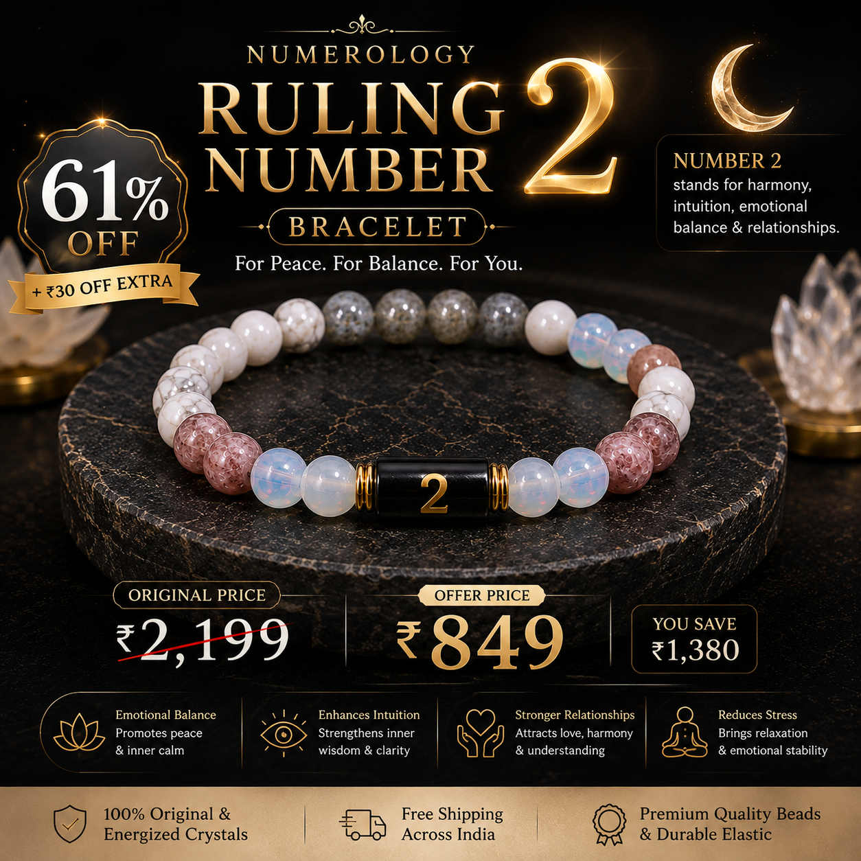 Numero Bracelet – Ruling Number 2 (Moon)